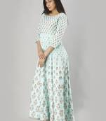 Women Paisley Anarkali Kurta in Light Green