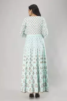 Women Paisley Anarkali Kurta in Light Green