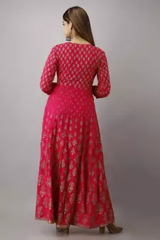 Women Paisley Anarkali Kurta in Pink