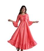 ftDiva Women Self Design Anarkali kurta in Pink