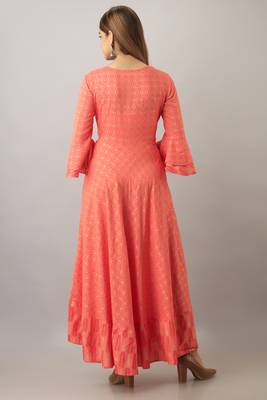 ftDiva Women Self Design Anarkali kurta in Pink 3