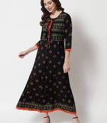 ftDiva Women Ethnic Motifs Anarkali Jacketed Kurta in Black