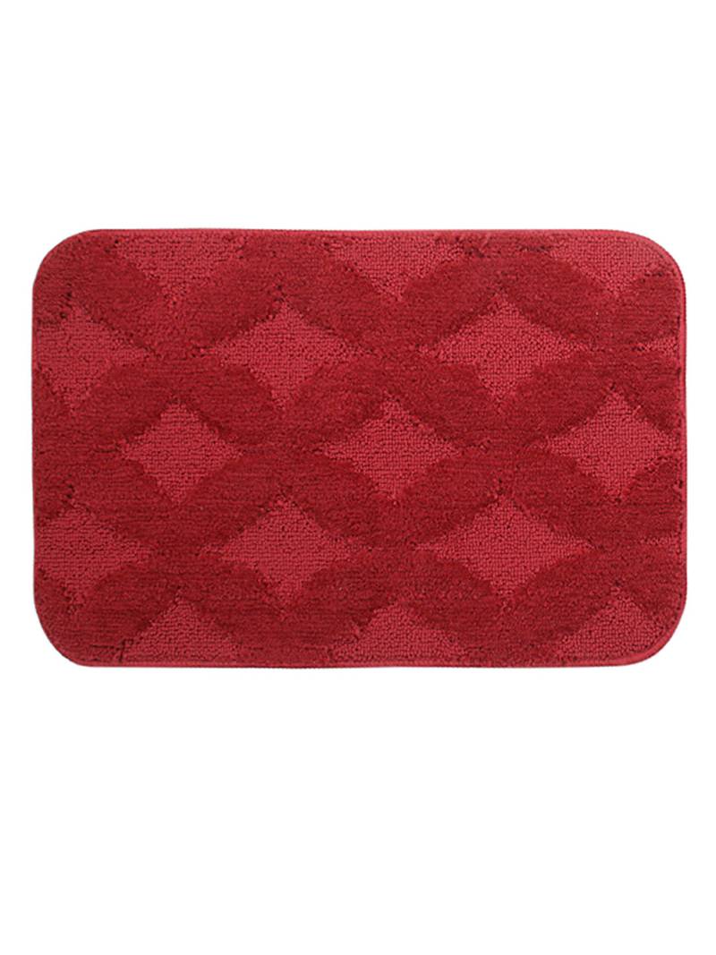  Ultra Soft Microfiber Polyester Red Regular Bath Mat Set (Bathmat 15 x 24 inches, Contour 15 x 16 inches, Pack of 2)