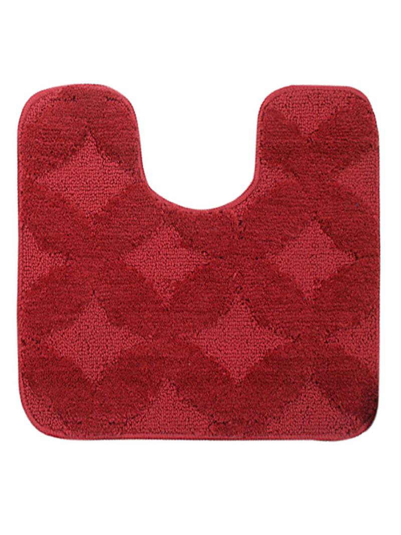  Ultra Soft Microfiber Polyester Red Regular Bath Mat Set (Bathmat 15 x 24 inches, Contour 15 x 16 inches, Pack of 2)