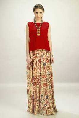 Red Chiffon top With Georgette Skirt 2