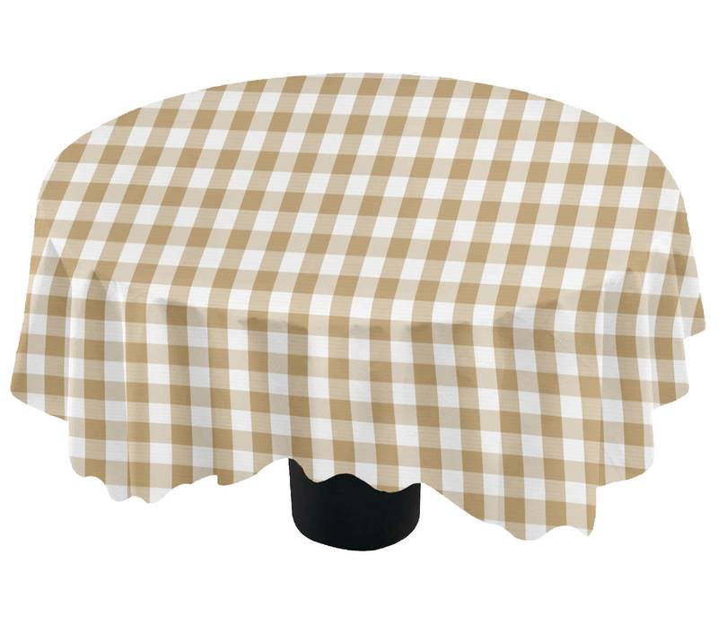  Buffalo Checks Biscuit & White Plaid Dining Table Cover Cloth (Size 60  Round, 6 Seater Round/Oval Table Cloth)