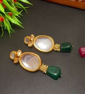 Green Handmade Loop Fitting Beaded Designer Necklace for Women Wedding 3