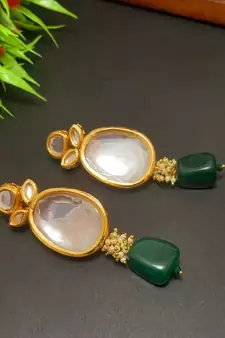 Green Handmade Loop Fitting Beaded Designer Necklace for Women Wedding