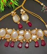 Red Handmade Loop Fitting Beaded Designer Necklace for Women Wedding