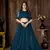 Turquoise embroidered net semi stitched lehenga