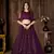 Wine embroidered net semi stitched lehenga