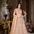 Peach embroidered net semi stitched lehenga