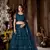 Teal embroidered net semi stitched lehenga