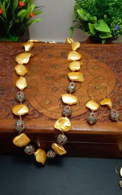 Multicolor Handmade Loop Fitting Shell & American Diamond Beaded Designer Necklace for Women Wedding 1