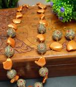 Multicolor Handmade Loop Fitting Shell & American Diamond Beaded Designer Necklace for Women Wedding