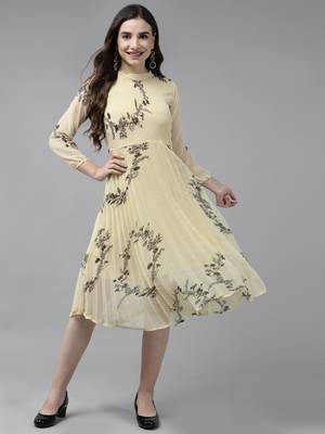 Lemon printed georgette maxi-dresses 1