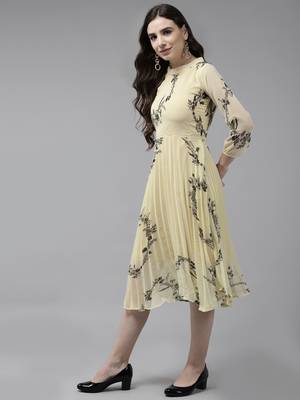 Lemon printed georgette maxi-dresses 3