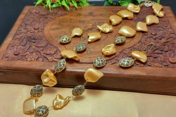 Multicolor Handmade Loop Fitting Shell & American Diamond Beaded Designer Necklace for Women Wedding 1