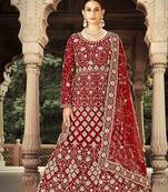 Heavy Bridal Designer Net With Thread Zari And Sequence Work Gown