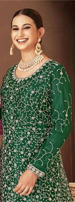 Heavy Bridal Designer Net With Thread Zari And Sequence Work Gown 2