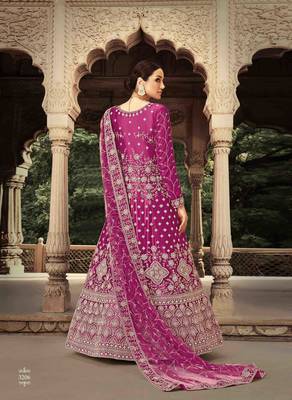 Heavy Bridal Designer Net With Thread Zari And Sequence Work Gown 2