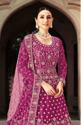Heavy Bridal Designer Net With Thread Zari And Sequence Work Gown 4