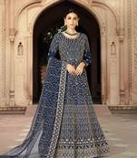 Heavy Bridal Designer Net With Thread Zari And Sequence Work Gown