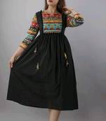 Black Printed Rayon Anarkali Kurti