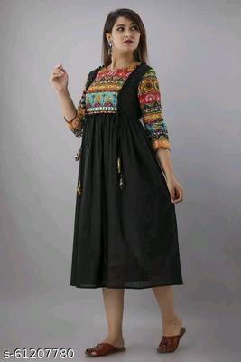 Black Printed Rayon Anarkali Kurti 2