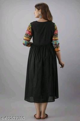 Black Printed Rayon Anarkali Kurti 3