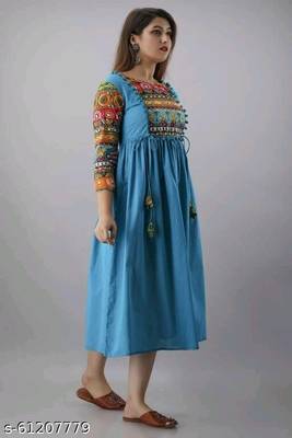 Blue Printed Rayon Anarkali Kurti 2