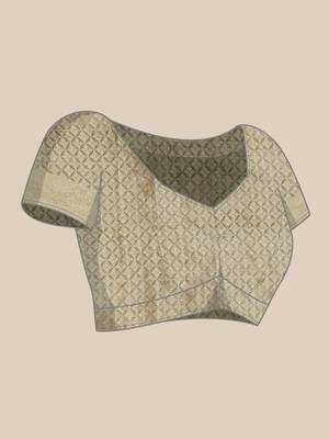 Grey woven organza saree with blouse 3