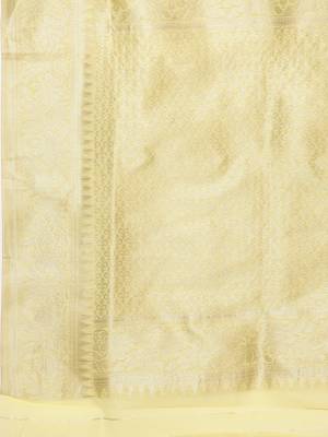 Yellow woven linen saree with blouse 4