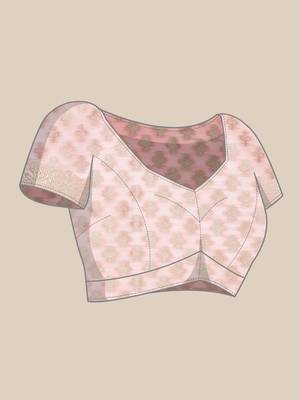 Pink woven linen saree with blouse 3