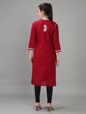 Maroon embroidered cotton embroidered-kurtis 2