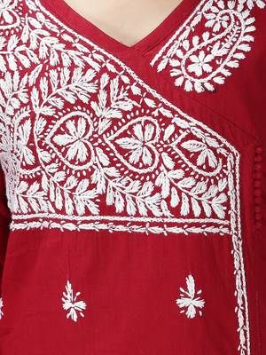 Maroon embroidered cotton embroidered-kurtis 3