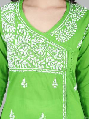 Green embroidered cotton embroidered-kurtis 3