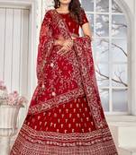 Trendy  Velvet  Maroon  Embroidery  Sequence Bridal Lehenga Choli