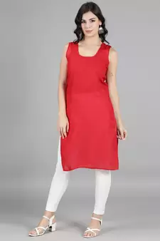 HAND EMBROIDERED LUCKNOWI CHIKANKARI RED GEORGETTE KURTA WITH SLIP