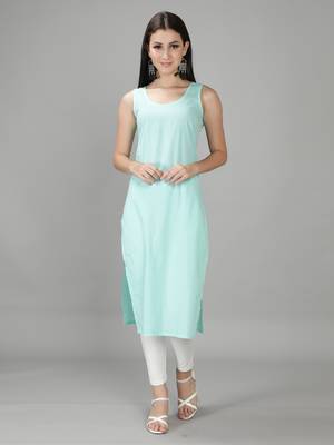 Hand Embroidered Lucknowi Chikankari Sea Green Georgette Kurta with Slip 3