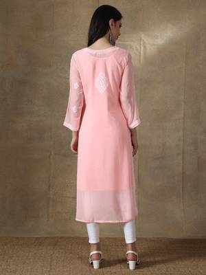 Peach embroidered georgette embroidered-kurtis 2