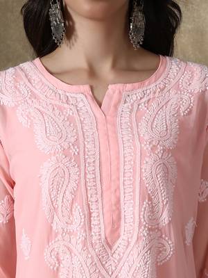 Peach embroidered georgette embroidered-kurtis 3