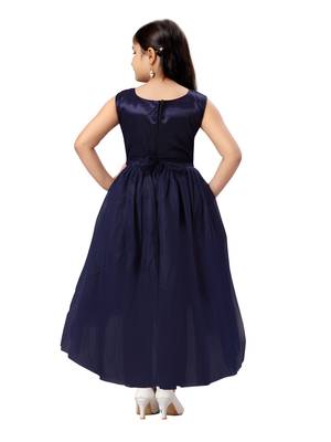 Blue printed blended cotton kids-frocks 4