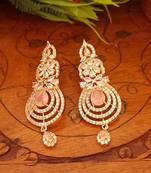 Pink Indian Jewellery American Diamond Rose Polish Long Hangging Dangler Earrings for Women Wedding