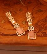  pink Indian Jewellery American Diamond Rose Polish Long Hangging Dangler Earrings for Women Wedding