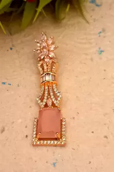  pink Indian Jewellery American Diamond Rose Polish Long Hangging Dangler Earrings for Women Wedding
