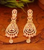 pink Indian Jewellery American Diamond Rose Polish Long Hangging Dangler Earrings for Women Wedding