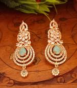 GreenIndian Jewellery American Diamond Rose Polish Long Hangging Dangler Earrings for Women Wedding