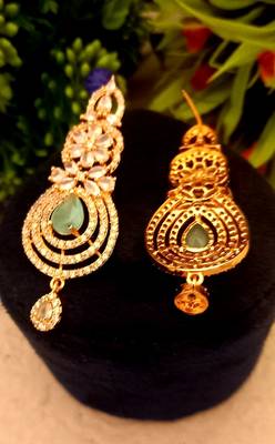 GreenIndian Jewellery American Diamond Rose Polish Long Hangging Dangler Earrings for Women Wedding 2