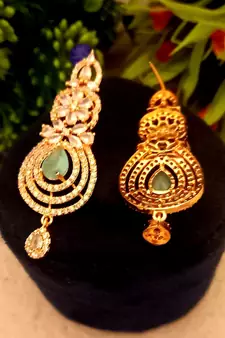 GreenIndian Jewellery American Diamond Rose Polish Long Hangging Dangler Earrings for Women Wedding